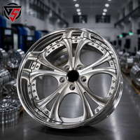 عجلات سيارات الركاب المخصصة من جي إس، مقاس 18 و19 و20 و21 و22 بوصة، بنمط 5x112 و5x120 و5x114.3، مصنوعة من الكروم بتصميم 2/3 قطع و5 أذرع وحافة عميقة