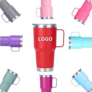 Vaso Térmico de Acero Inoxidable de Diseño Moderno con Asa y Pajita, 30oz, Aislamiento al Vacío, para Café y Camping - Product Image 1