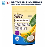 Staande flexibele zak voor bananenchips met ziplock sluiting en aangepaste verpakking voor supermarkten en markten