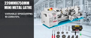Top High Speed 1100W 38MM 50-3000RPM <strong>Machine</strong> Mini Manual <strong>Lathe</strong> For Metals Wood 220X600MM - Product Image 2
