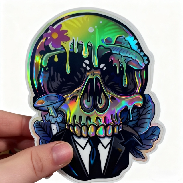 Custom Embossed Holographic Adhesive Sticker 3D Relief Effect Waterproof PVC Labels for Premium Products