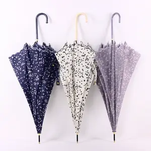 Novo guarda-chuva estrela de cinco pontas com borda bordada, guarda-chuva japonês personalizado reto com log para promoção