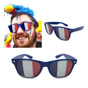 Custom flag glasses blue frame party fans cheering sunglasses WORLD football Brazil Italy Flag Sticker Sunglasses