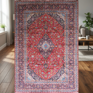 One of the Kind Hand-Knotted <b>Wool</b> Rug-Luxurious Vintage Design 11'10 X 8'3 Artisan <b>Crafted</b> Qom Origin Non-Slip Medium Pile - Product Image 2