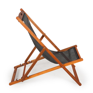 Chaise longue à dossier réglable avec structure en bois de hêtre et tissu en maille confortable, style pêche, pour parcs et hôtels - Product Image 4