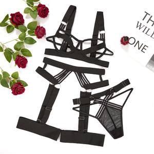 Lencería <span class=keywords><strong>Sensual</strong></span> para <span class=keywords><strong>Mujer</strong></span> Talla Grande 2025, Conjunto de 3 Piezas con Transparencias, Banda Elástica Negra, <span class=keywords><strong>Ropa</strong></span> <span class=keywords><strong>Interior</strong></span> Erótica - Product Image 6