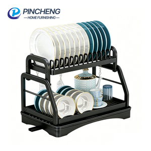 Égouttoir à vaisselle détachable à 2 niveaux pour cuisine, organisateur de plats et de bols avec plateau d'égouttage rotatif - Product Image 1