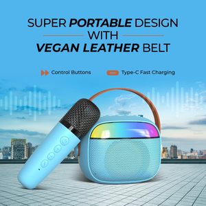 Altoparlante Karaoke Portatile per Bambini con 2 Microfoni, RGB, Modificatore di Voce e Bluetooth - Product Image 6