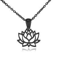 Femmes collier bijoux acier inoxydable 18K or Lotus pendentifs collier argent Lotus fleur collier