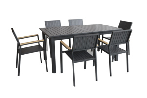 Tavolo esterno per <span class=keywords><strong>tutte</strong></span> <span class=keywords><strong>le</strong></span> stagioni in alluminio allungabile per 2-8 posti nero - Product Image 5