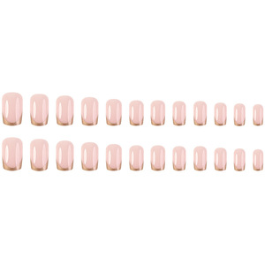 Faux ongles à presser dorés simples avec bordure dorée, prêts à poser, pour manucure DIY et salon de beauté - Product Image 4