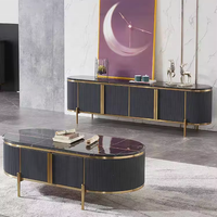 Ensemble de tables basses NOVA en marbre noir, design moderne et simple, meuble TV et ensemble de tables centrales pour la maison, meubles de luxe