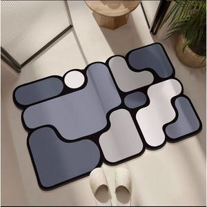 Tapis de bain géométrique coloré en terre de diatomée, antidérapant et absorbant, design minimaliste, forme personnalisée - Product Image 3