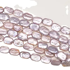 批发紫色天然巴洛克方形珍珠链12-18毫米克石珍珠DIY