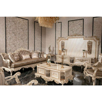 Gran oferta, muebles reales de Turquía, estilo antiguo, sofá de lujo clásico de madera maciza para juegos de muebles de sala de estar