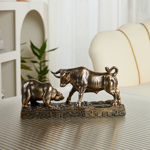 Adorno de <span class=keywords><strong>Toro</strong></span> Dorado de la Suerte, Diseño Moderno y Simple de <span class=keywords><strong>Toro</strong></span> vs. Oso, Decoración para Sala de Estar, Mueble de <span class=keywords><strong>TV</strong></span>, Oficina, Regalo de Inauguración de Casa - Product Image 1