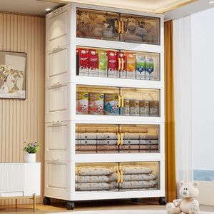 <span class=keywords><strong>Meuble</strong></span> <span class=keywords><strong>de</strong></span> <span class=keywords><strong>rangement</strong></span> pliable 5 couches en plastique épaissi, tendance, <span class=keywords><strong>de</strong></span> type fermé, avec roulettes, <span class=keywords><strong>pour</strong></span> chambre, salon, snacks et jouets - Product Image 3