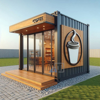 Conteneur Café 20 pieds 40 pieds à Deux Étages, Conteneur Personnalisé pour Restaurants avec Cuisine et Café-Bar