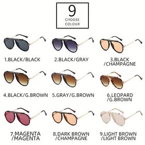Lunettes de soleil carrées surdimensionnées vintage 2026 avec logo personnalisé, monture large, protection UV400, en métal, style aviateur, pour hommes et femmes - Product Image 6