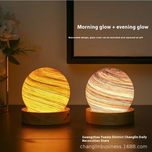 Lámpara de noche de pareja de puesta de sol romántica moderna con luz LED Pantalla de lámpara de mesa de <span class=keywords><strong>planeta</strong></span> arcoíris creativa para dormitorio transfronterizo - Product Image 3