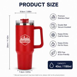 Custom Logo Vacuum 1200ml Travel Coffee Mug Insulated Double Wall Wholesale Stainless Steel 40oz Tumbler with Handle - Product Image 3