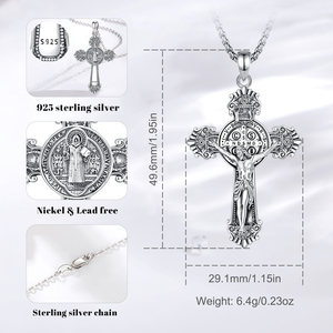 Merryshine St. Beneditto croce collana ciondolo croce 925 argento Sterling gioielli religiosi oro <span class=keywords><strong>protezione</strong></span> simbolo cattolico - Product Image 4