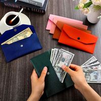 Dompet Kulit PU Modis untuk Uang Tunai, Cek, dan Uang Kertas, Tempat Penyimpanan Uang untuk Wanita, Amplop yang Dapat Digunakan Kembali, Dompet Anggaran dengan Kancing
