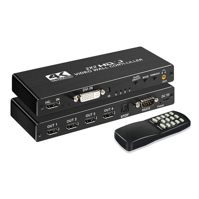 4K 30Hz 2X2 1x2 1x3 1x4 Video Wall Controller HDTV DVI Input 4 Channel HDTV Splitter Output Splicer for TV