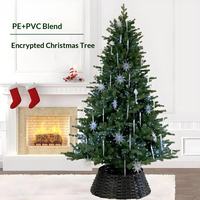 Arbre de Noël Artificiel en PE+PVC Mélangé, Éclairé par LED, Grande Taille, Branches Pleines et Denses, Alimentation par Prise, Idéal pour Noël (Vente en Gros)