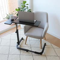 Mesa de Noche con Ruedas, Mesa Auxiliar Alta para Hospital Negra KMINA K40065