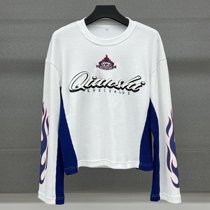 Camiseta Térmica de Waffle al por Mayor con Bordado, Hombro Caído, Oversize, Estampado Puff Personalizado, Manga Larga y Corte Cuadrado - Product Image 1