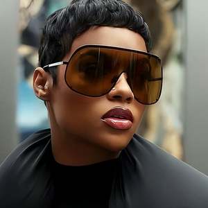 Gafas de Sol de Moda 2025 con Logotipo Personalizado, Lentes de Una Pieza sin Montura para Hombre, Protección UV400, Gafas de Sol Metálicas Extra Grandes Y2K para Mujer - Product Image 5