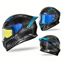 Casque de moto intégral en fibre de carbone pour la course, avec mécanisme de dégagement rapide et visière solaire à détachement rapide pour les motards adultes
