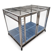 Cage pour chien Overlord Small Fat Dog, cage pour chien en acier inoxydable et verre résistante aux morsures, niche intérieure durable pour chien avec plateau intégré