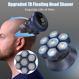 เครื่องโกนหนวดแบบหมุนไร้สาย 7D ชาร์จไฟได้ หัวเปลี่ยนแม่เหล็ก จอแสดงผล LED เครื่องเล็มหนวดเคราและขนตามร่างกาย แบตเตอรี่ 1000mAh ใช้งานได้ 120 นาที สำหรับผู้ชาย ใช้ในรถบ้าน - Product Image 3