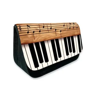 กระเป๋าใส่ดินสอผ้าพิมพ์ลายโน้ตดนตรีหลากสีสัน รูปสามเหลี่ยม พับได้สองชั้น สำหรับเด็กชาย/เด็กหญิง ของขวัญที่ดีที่สุด การ์ตูน 3 มิติ สำหรับเด็ก - Product Image 1
