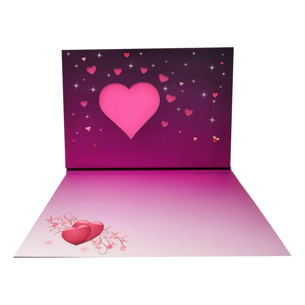Gift Valentine'Day Candy Greeting Card Led Light Custom Greeting Cards Display Stand 3D Pop Up Valentine Greeting Card