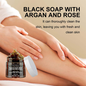 Oceaura Jabón Negro 200g con Aceite de Argán de Marruecos y Aceite de Oliva, Jabón Negro Limpiador, Suavizante y Exfoliante, <span class=keywords><strong>Gel</strong></span> de Ducha con Argán y Rosa - Product Image 5