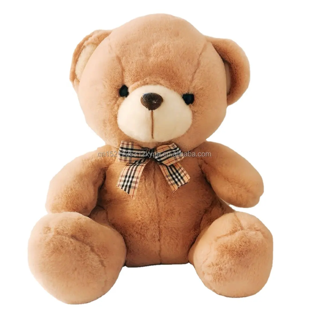 manufacturer custom soft animal lovely teddy bear plush toy with bowknot