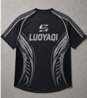 T-shirt de sport noir en gros, respirant, à séchage rapide, avec motif aile réfléchissant, pour l'entraînement et la gym, pour homme, à manches courtes