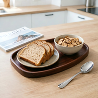 Plateau en bambou et noyer, style moderne et minimaliste, sans poignées, pour la maison, le café, le petit-déjeuner, les collations