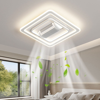 Ventilador de Techo LED Moderno con Diseño Ultrafino sin Aspas, Cuerpo de Lámpara de Hierro Simple, Control Remoto para Sala de Estar o Dormitorio