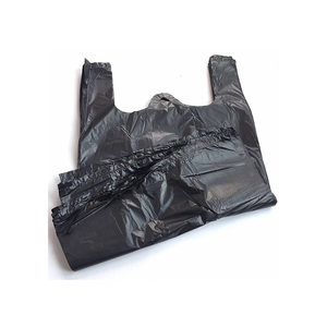 Sac t-shirt en plastique noir simple vente en gros - Product Image 4
