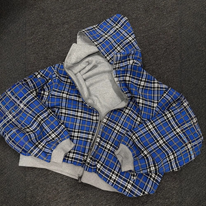 <span class=keywords><strong>Felpa</strong></span> da Uomo Personalizzata Oversize con Cappuccio Zip e Spalle Scivolate in Spugna Francese Pesante Double-Face Reversibile a Scacchi Stile Retrò - Product Image 4