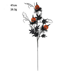 Black Scary Pumpkin Arrangement <b>Bouquet</b> for Halloween Interior Decoration - Product Image 6