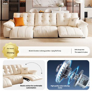 Sofá Reclinable para Sala de Estar con Reposacabezas Ajustable y Soporte Lumbar de Cuero para la Familia, Noche de Cine, Asientos Cómodos - Product Image 5