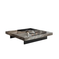Table basse carrée en bois massif de luxe italienne, design minimaliste et moderne, pour appartement grand ou petit, ambiance haut de gamme pour la maison