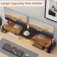 Support de moniteur double pour ordinateur de bureau à 3 niveaux avec tiroir, longueur et angle réglables, organisateur de rangement