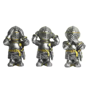 Ridder Standbeeld Tuin Kerst Guardian Dwerg Middeleeuwse Cross Templar Crusader Standbeeld Armor Miniatuur Europese Knight Sculptuur