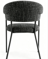 Fauteuil moderne avec structure en métal, chaise de salle à manger en tissu noir design, chaise commerciale pour restaurant, hôtel et banquet